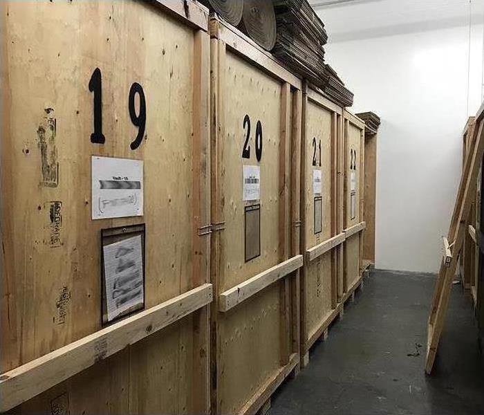 Big storage boxes in a warehouse